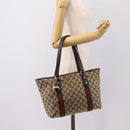 GUCCI GG Canvas Web Sherry Line Tote Bag Beige Gold 137396 Auth mr2909-22