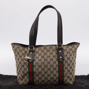 GUCCI GG Canvas Web Sherry Line Tote Bag Beige Gold 137396 Auth mr2909-23