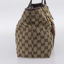 GUCCI GG Canvas Web Sherry Line Tote Bag Beige Gold 137396 Auth mr2909-4