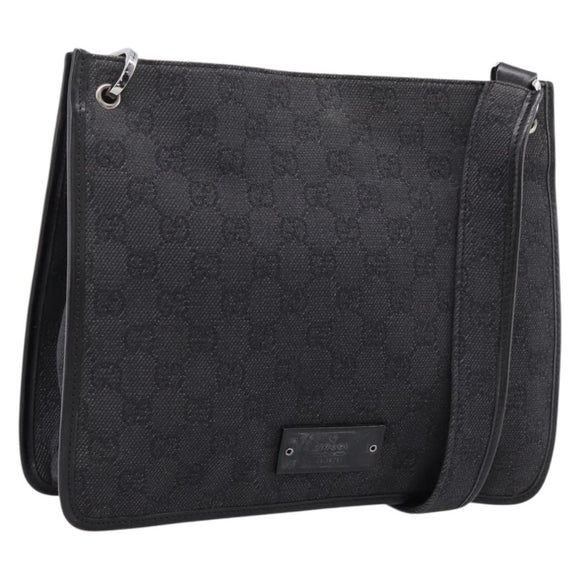 GUCCI GG Canvas Shoulder Bag Black 91762 Auth mr2911
