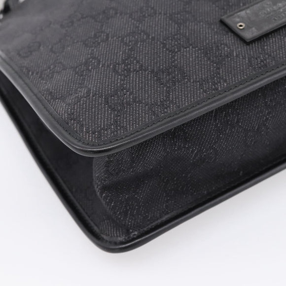 GUCCI GG Canvas Shoulder Bag Black 91762 Auth mr2911
