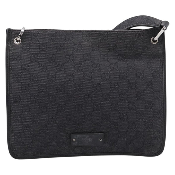 GUCCI GG Canvas Shoulder Bag Black 91762 Auth mr2911