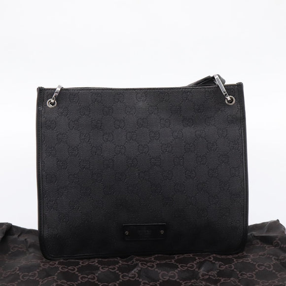GUCCI GG Canvas Shoulder Bag Black 91762 Auth mr2911