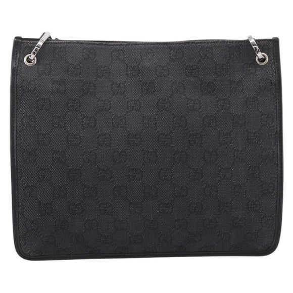 GUCCI GG Canvas Shoulder Bag Black 91762 Auth mr2911