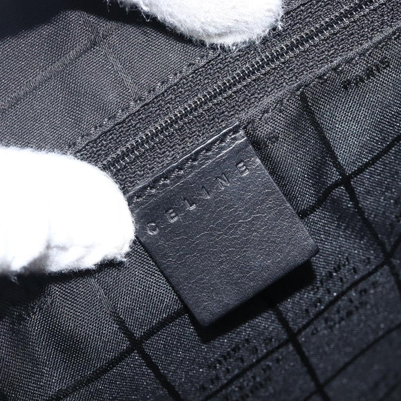 CELINE C Macadam Canvas Hand Bag Black Silver Auth mr2912