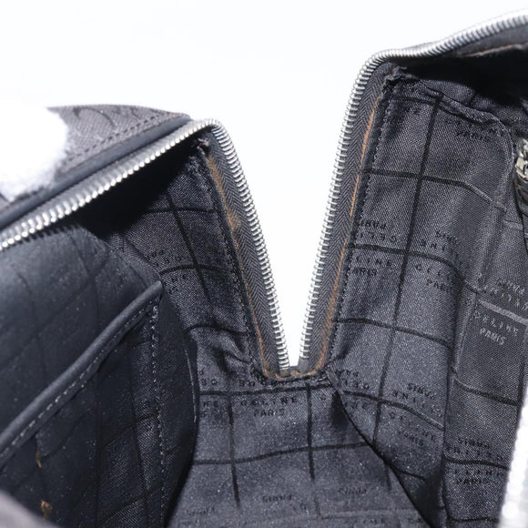 CELINE C Macadam Canvas Hand Bag Black Silver Auth mr2912