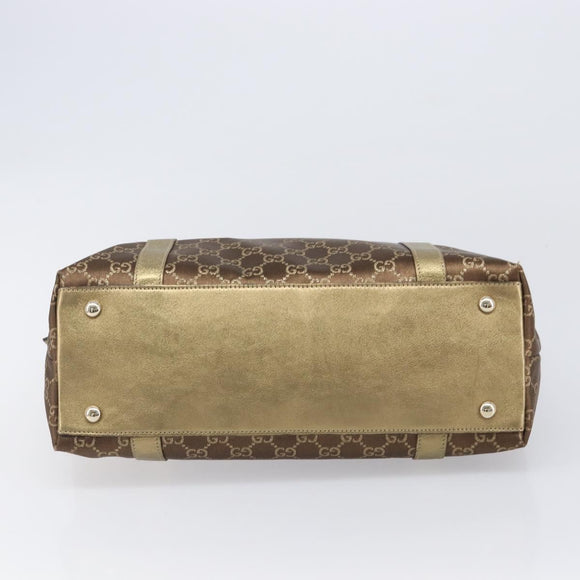 GUCCI GG Canvas Hand Bag Beige Gold 141470 Auth mr2913