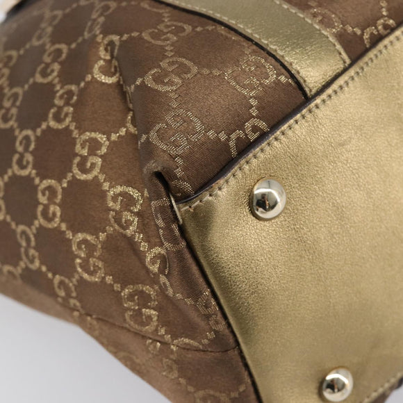 GUCCI GG Canvas Hand Bag Beige Gold 141470 Auth mr2913