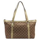 GUCCI GG Canvas Hand Bag Beige Gold 141470 Auth mr2913-2