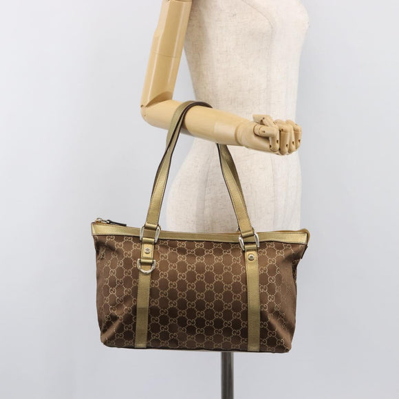 GUCCI GG Canvas Hand Bag Beige Gold 141470 Auth mr2913