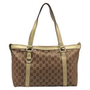 GUCCI GG Canvas Hand Bag Beige Gold 141470 Auth mr2913-3