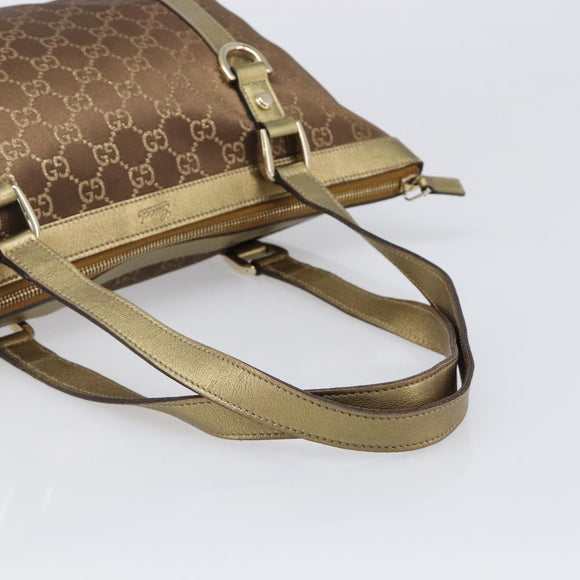 GUCCI GG Canvas Hand Bag Beige Gold 141470 Auth mr2913