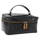 GUCCI Bamboo Vanity bag Cosmetic Pouch Patent Black 032 200159 0150 Auth mr2924-1