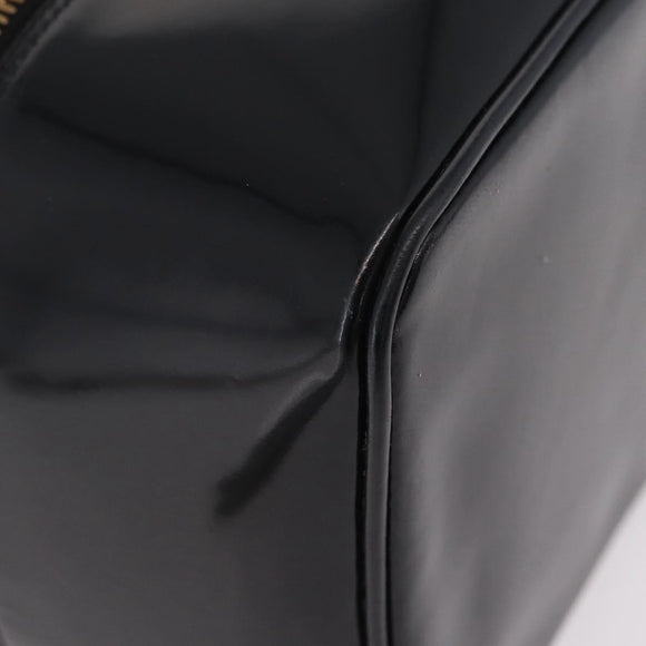 GUCCI Bamboo Vanity bag Cosmetic Pouch Patent Black 032 200159 0150 Auth mr2924