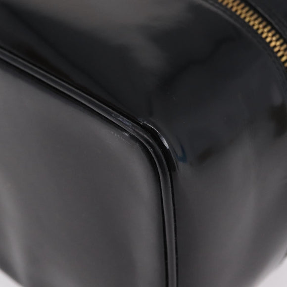 GUCCI Bamboo Vanity bag Cosmetic Pouch Patent Black 032 200159 0150 Auth mr2924