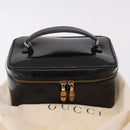 GUCCI Bamboo Vanity bag Cosmetic Pouch Patent Black 032 200159 0150 Auth mr2924-12