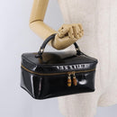 GUCCI Bamboo Vanity bag Cosmetic Pouch Patent Black 032 200159 0150 Auth mr2924-22
