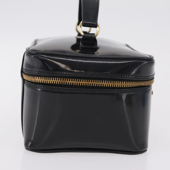 GUCCI Bamboo Vanity bag Cosmetic Pouch Patent Black 032 200159 0150 Auth mr2924