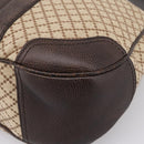 GUCCI Diamante Horsebit Shoulder Bag Canvas Beige Gold Tone Auth mr2925V-9