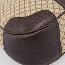 GUCCI Diamante Horsebit Shoulder Bag Canvas Beige Gold Tone Auth mr2925V-14