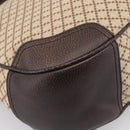 GUCCI Diamante Horsebit Shoulder Bag Canvas Beige Gold Tone Auth mr2925V-16