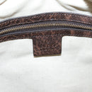 GUCCI Diamante Horsebit Shoulder Bag Canvas Beige Gold Tone Auth mr2925V-17