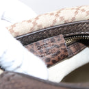 GUCCI Diamante Horsebit Shoulder Bag Canvas Beige Gold Tone Auth mr2925V-12