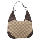GUCCI Diamante Horsebit Shoulder Bag Canvas Beige Gold Tone Auth mr2925V-2