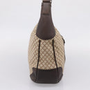 GUCCI Diamante Horsebit Shoulder Bag Canvas Beige Gold Tone Auth mr2925V-3