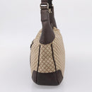 GUCCI Diamante Horsebit Shoulder Bag Canvas Beige Gold Tone Auth mr2925V-4