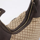 GUCCI Diamante Horsebit Shoulder Bag Canvas Beige Gold Tone Auth mr2925V-6