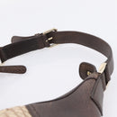 GUCCI Diamante Horsebit Shoulder Bag Canvas Beige Gold Tone Auth mr2925V-8