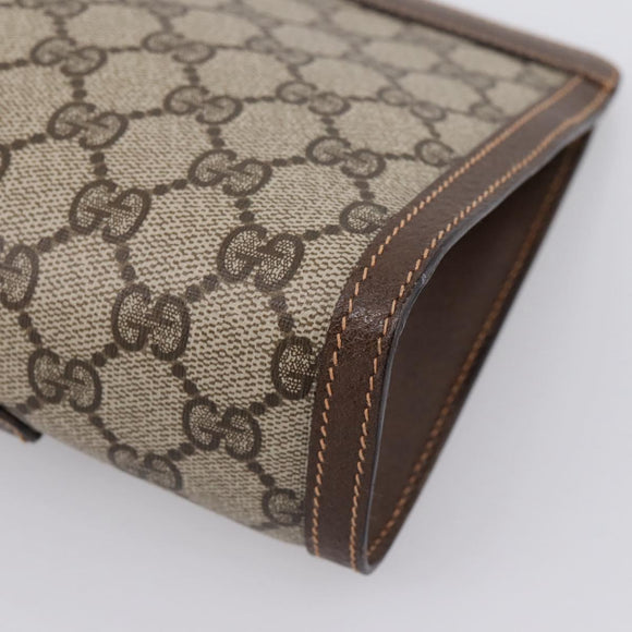 GUCCI GG Supreme Web Sherry Line Clutch Bag PVC Beige Gold 89 01 032 Auth mr2926