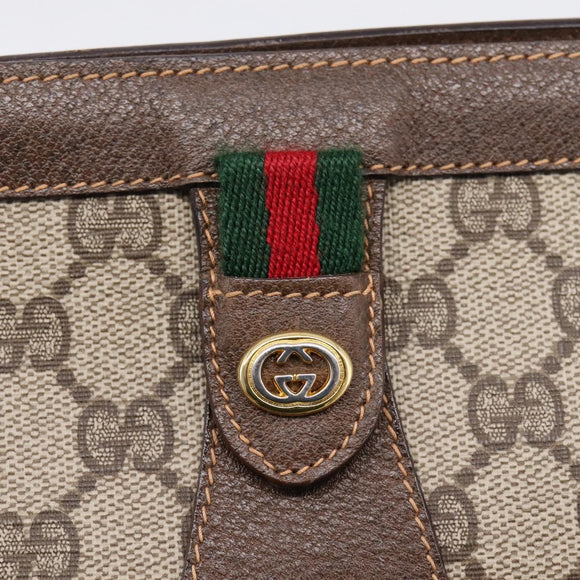 GUCCI GG Supreme Web Sherry Line Clutch Bag PVC Beige Gold 89 01 032 Auth mr2926