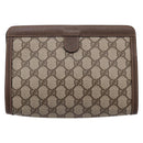 GUCCI GG Supreme Web Sherry Line Clutch Bag PVC Beige Gold 89 01 032 Auth mr2926-2