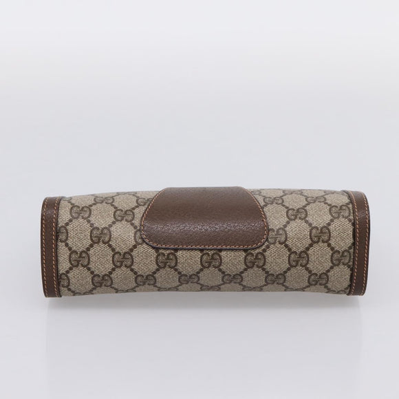 GUCCI GG Supreme Web Sherry Line Clutch Bag PVC Beige Gold 89 01 032 Auth mr2926