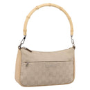 GUCCI GG Canvas Bamboo Hand Bag Beige Silver 001 3870 Auth mr2927A-1