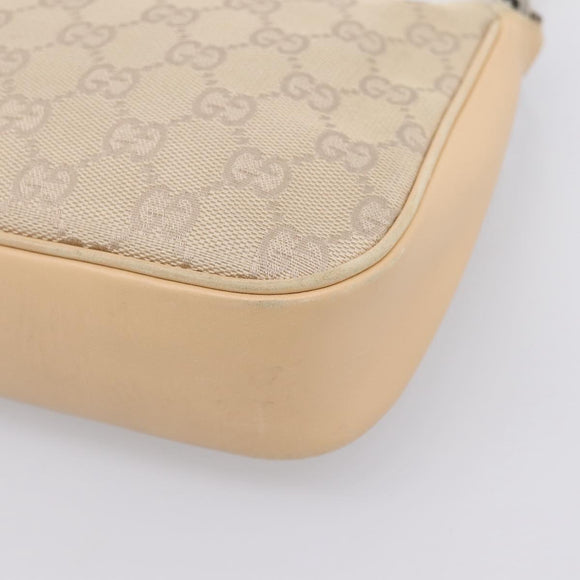 GUCCI GG Canvas Bamboo Hand Bag Beige Silver 001 3870 Auth mr2927A