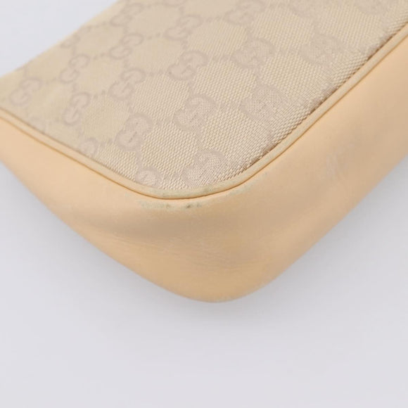 GUCCI GG Canvas Bamboo Hand Bag Beige Silver 001 3870 Auth mr2927A
