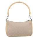 GUCCI GG Canvas Bamboo Hand Bag Beige Silver 001 3870 Auth mr2927A-3