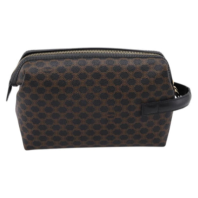 CELINE Macadam Canvas Clutch Bag PVC Black Gold Tone Auth mr2928A - 0