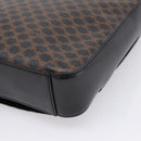 CELINE Macadam Canvas Shoulder Bag PVC Black Gold Tone Auth mr2929A-15