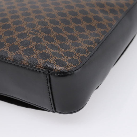 CELINE Macadam Canvas Shoulder Bag PVC Black Gold Tone Auth mr2929A
