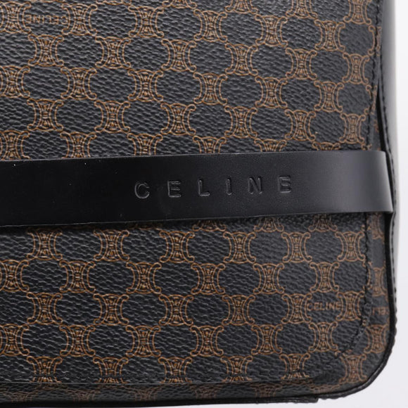 CELINE Macadam Canvas Shoulder Bag PVC Black Gold Tone Auth mr2929A