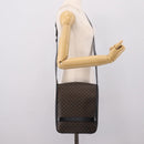 CELINE Macadam Canvas Shoulder Bag PVC Black Gold Tone Auth mr2929A-27