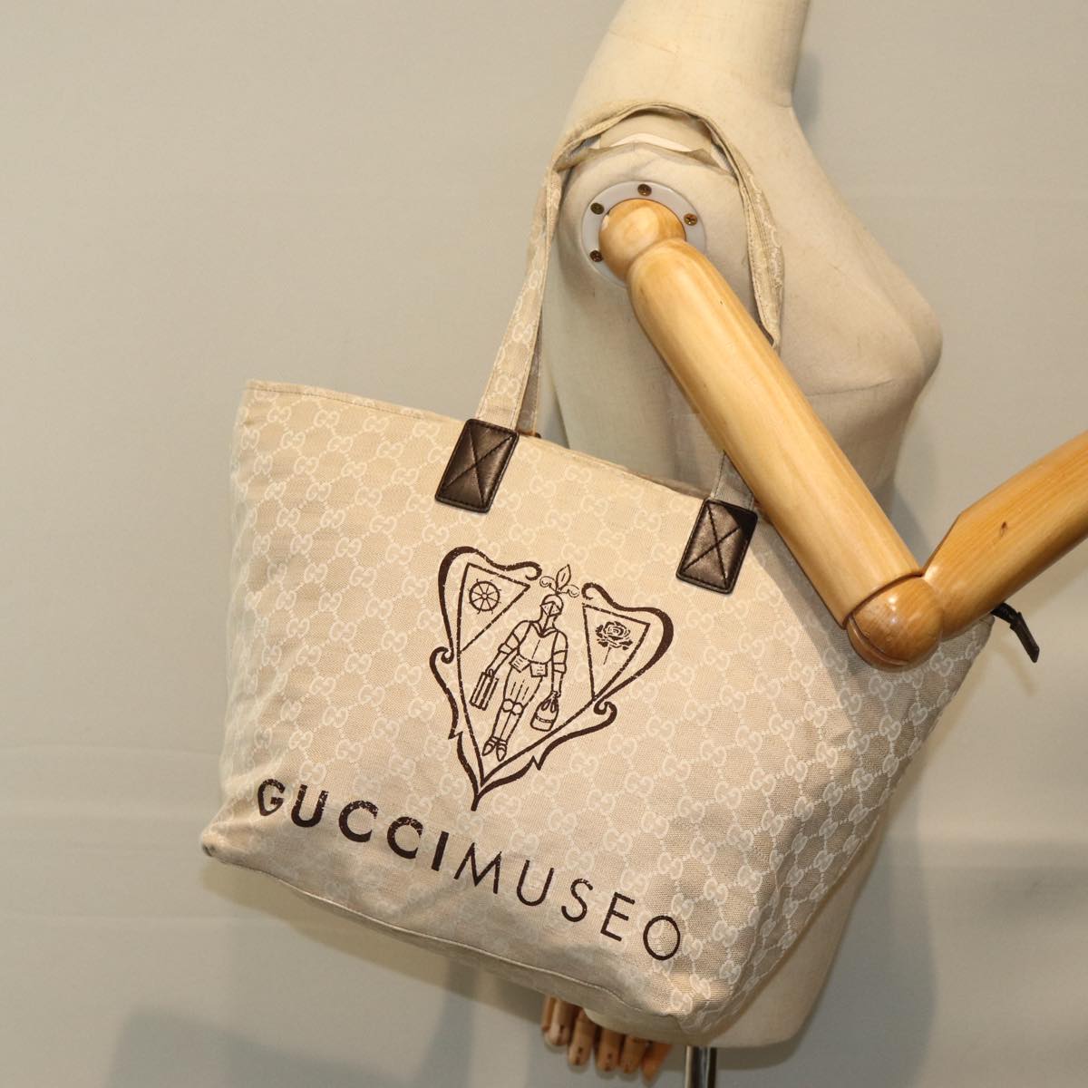 GUCCI Tote Bag Canvas Beige 283416 Auth mr293