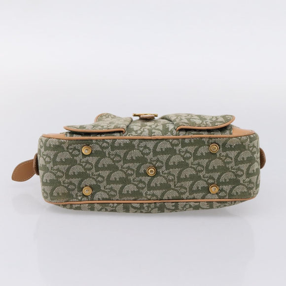 Christian Dior Trotter Canvas Double Saddle Bag Khaki Gold Tone Auth mr2931