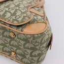 Christian Dior Trotter Canvas Double Saddle Bag Khaki Gold Tone Auth mr2931-15