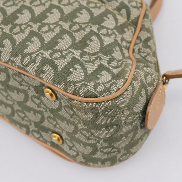 Christian Dior Trotter Canvas Double Saddle Bag Khaki Gold Tone Auth mr2931