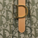 Christian Dior Trotter Canvas Double Saddle Bag Khaki Gold Tone Auth mr2931-20
